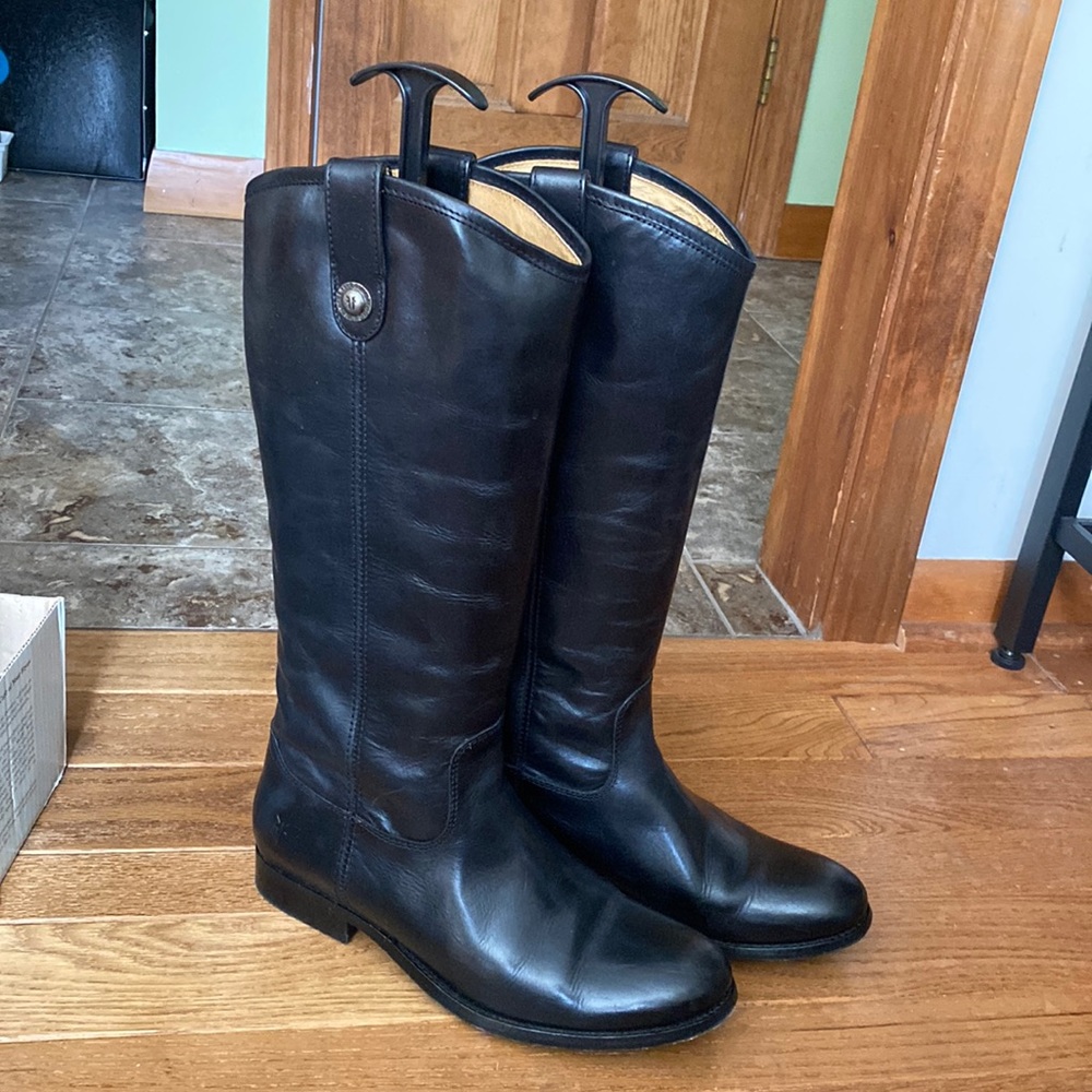 EUC Frye Melissa Button Knee-High GENUINE LEATHER Boots w/Original Box & Polish